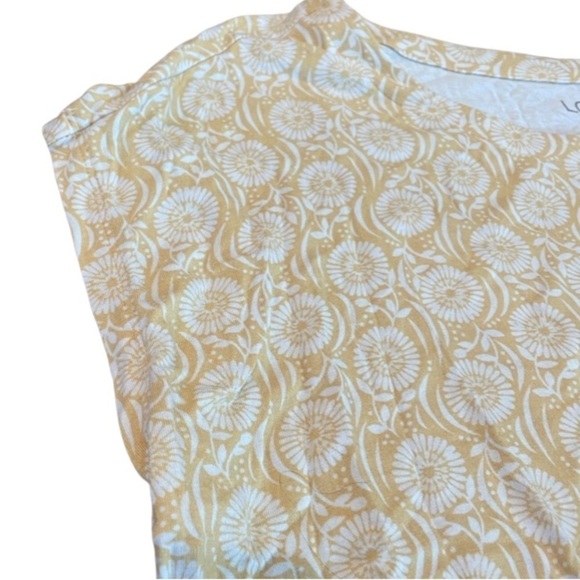 LOFT yellow and white top, crew neck, sleeveless, size Medium. - Picture 2 of 4